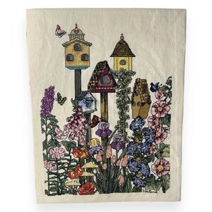 Janlynn Cross Stitch Completed‎ Bird Houses  Butterflies In The Garden Unframed